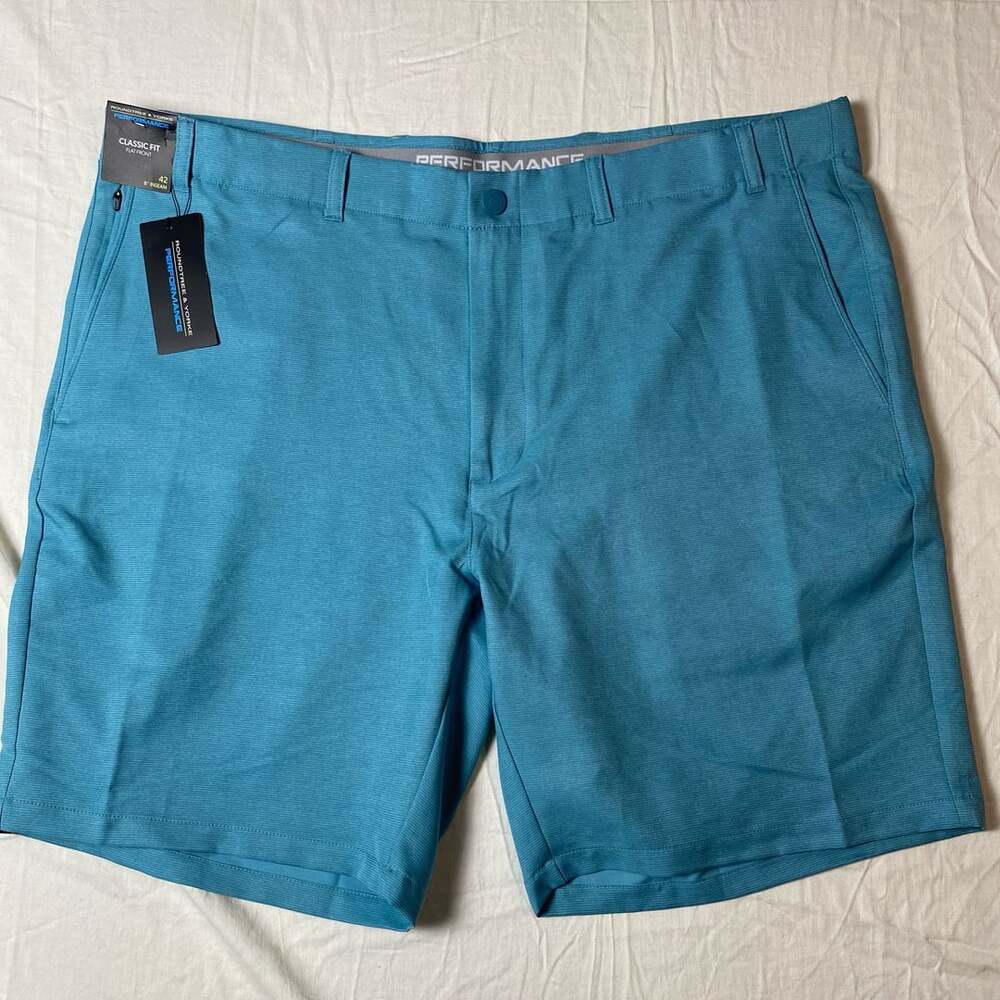 Roundtree And Yorke Performance Classic Fit Flat Front Shorts Size 42 (1356)